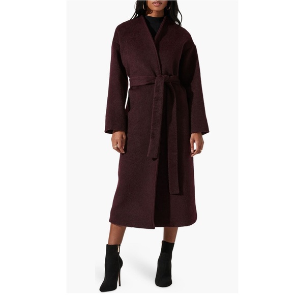 ASTR the Label Berkley Belted Coat in Wine, Size XS New w/Tag - Picture 1 of 14
